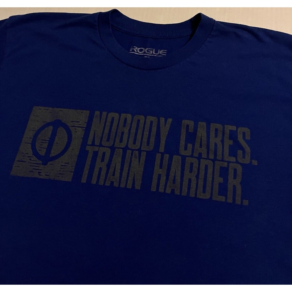 Rogue Fitness Train Harder Gym Workout T-Shirt MEDIUM Blue Strength Conditioning